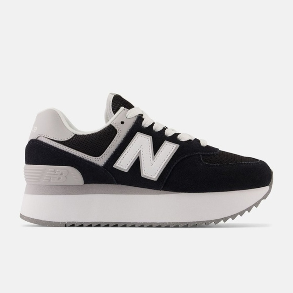 New Balance 574+ Black/Rain Cloud/ White Platform Sneakers